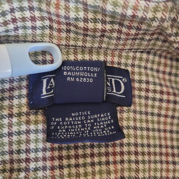 Vintage Lands' End Kids Button Down Shirt 14-14 Husky Brown Check Long Sleeve - Picture 7 of 11